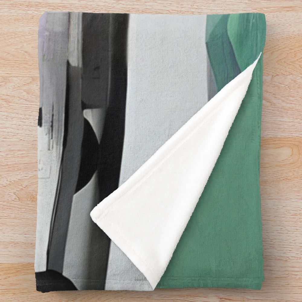 Plush blanket featuring a minimalist car design in a vibrant color palette