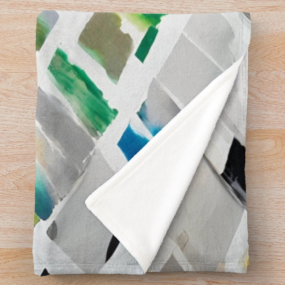 Plush blanket featuring a minimalist car art design in black, yellow, and brushstrokes