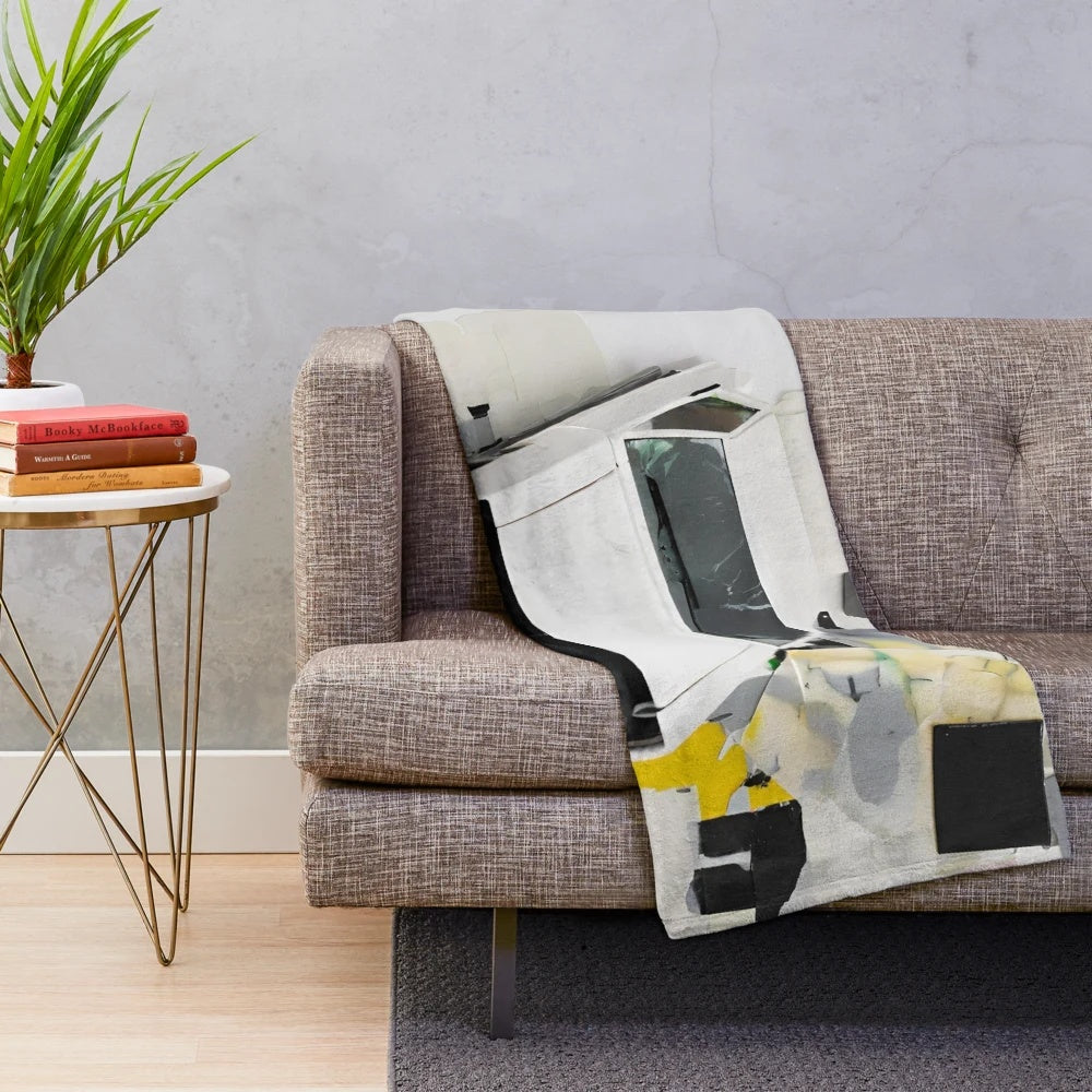 Minimalist car art plush blanket with abstract oil painting design