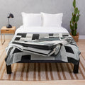 Minimalist car art design on a plush blanket