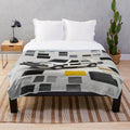 Minimalist car painting plush blanket featuring classic car in abstract art style