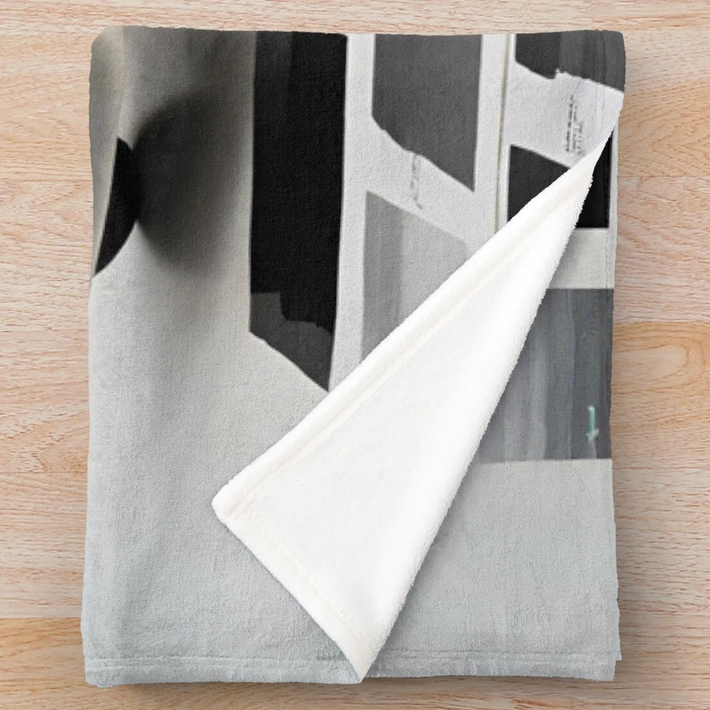 Minimalist car painting plush blanket featuring classic car in abstract art style