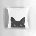 Minimalist black and white cats watercolor design printed on a plush pillow