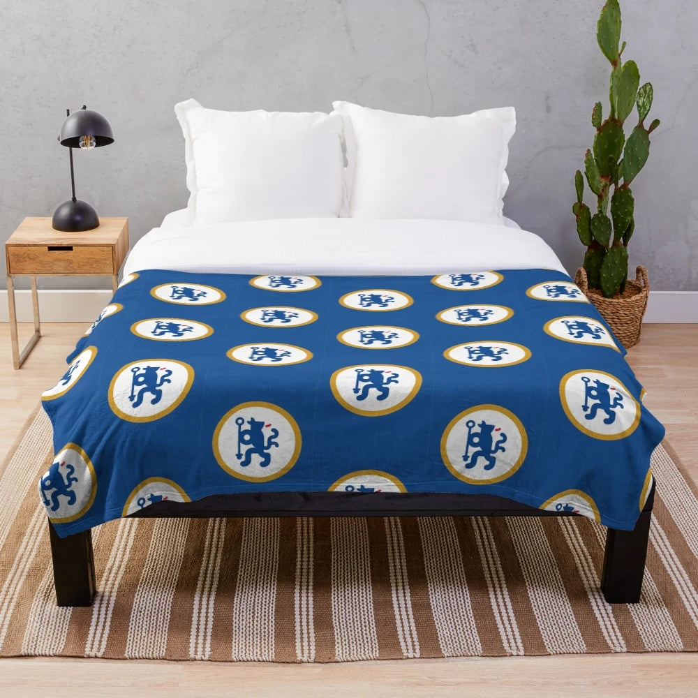 Minimalist Chelsea FC logo printed on a soft and cozy plush blanket
