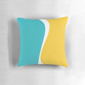Soft, simple waves pillow in soothing turquoise and vibrant yellow color palette for a chic coastal vibe.