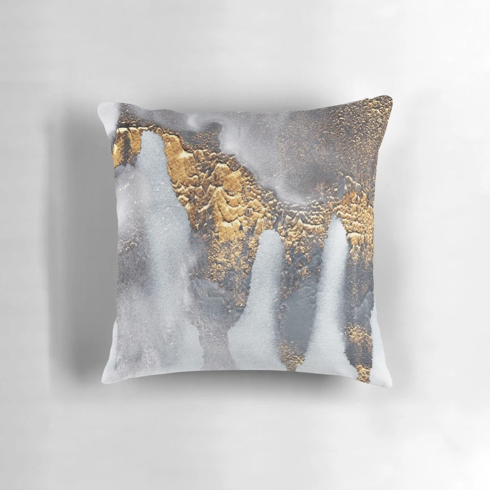 Concrete and gold abstract minimalist pillow