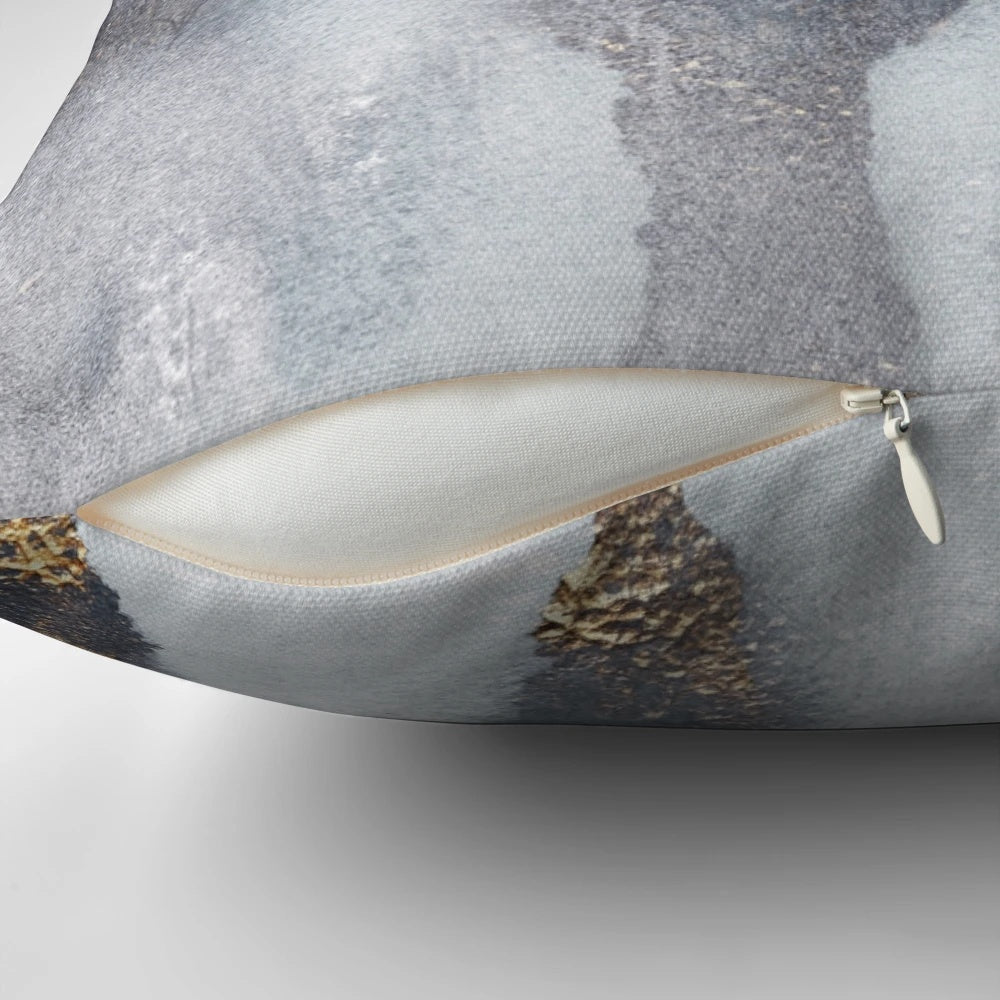 Concrete and gold abstract minimalist pillow