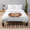 Plush blanket with minimalist autumn nature design in watercolor style
