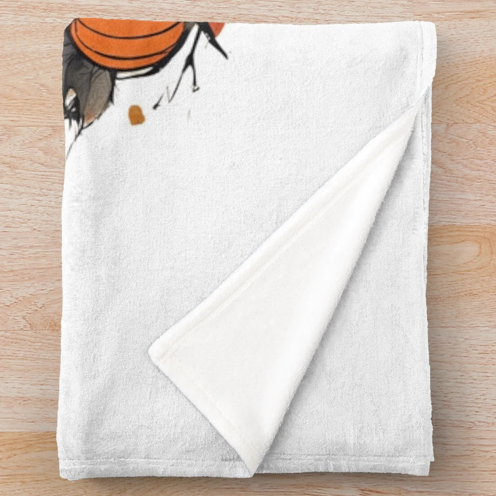 Plush blanket with minimalist autumn nature design in watercolor style
