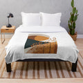 Minimalist fall-themed plush blanket with nature and leaf designs