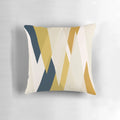 Minimalist geometric abstract throw pillow in mustard, navy, and blush tones