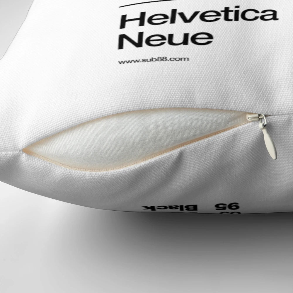 Minimalist Helvetica Neue inspired throw pillow for contemporary home decor