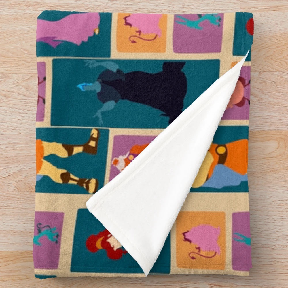 A minimalist style plush blanket featuring Hercules, the hero from the Disney movie Hercules.