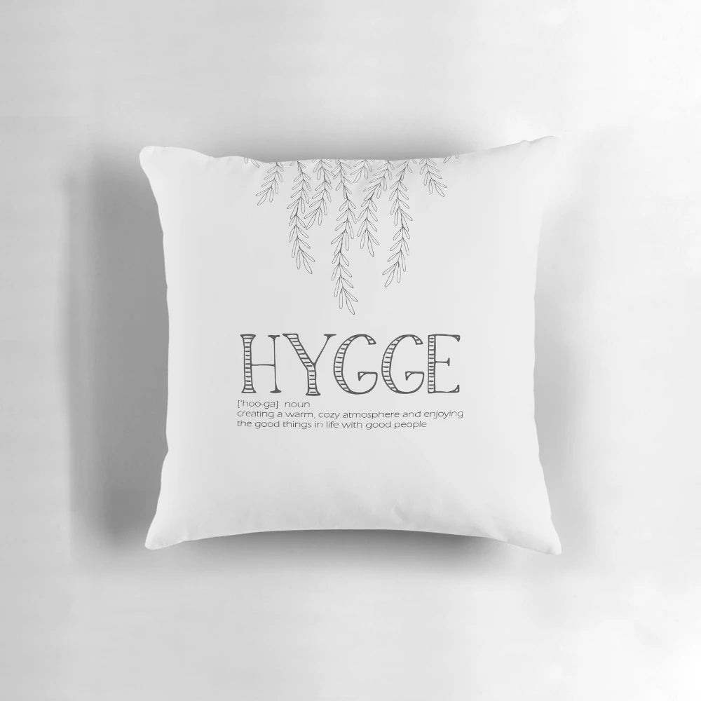 A green leaf and quote art pillow for a modern, Scandinavian-inspired home decor