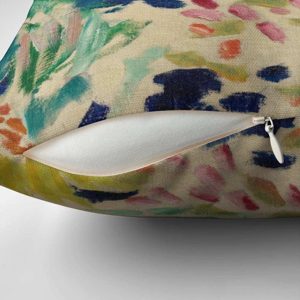 Decorative pillow featuring a minimalist landscape design inspired by the artwork of Henri Matisse.