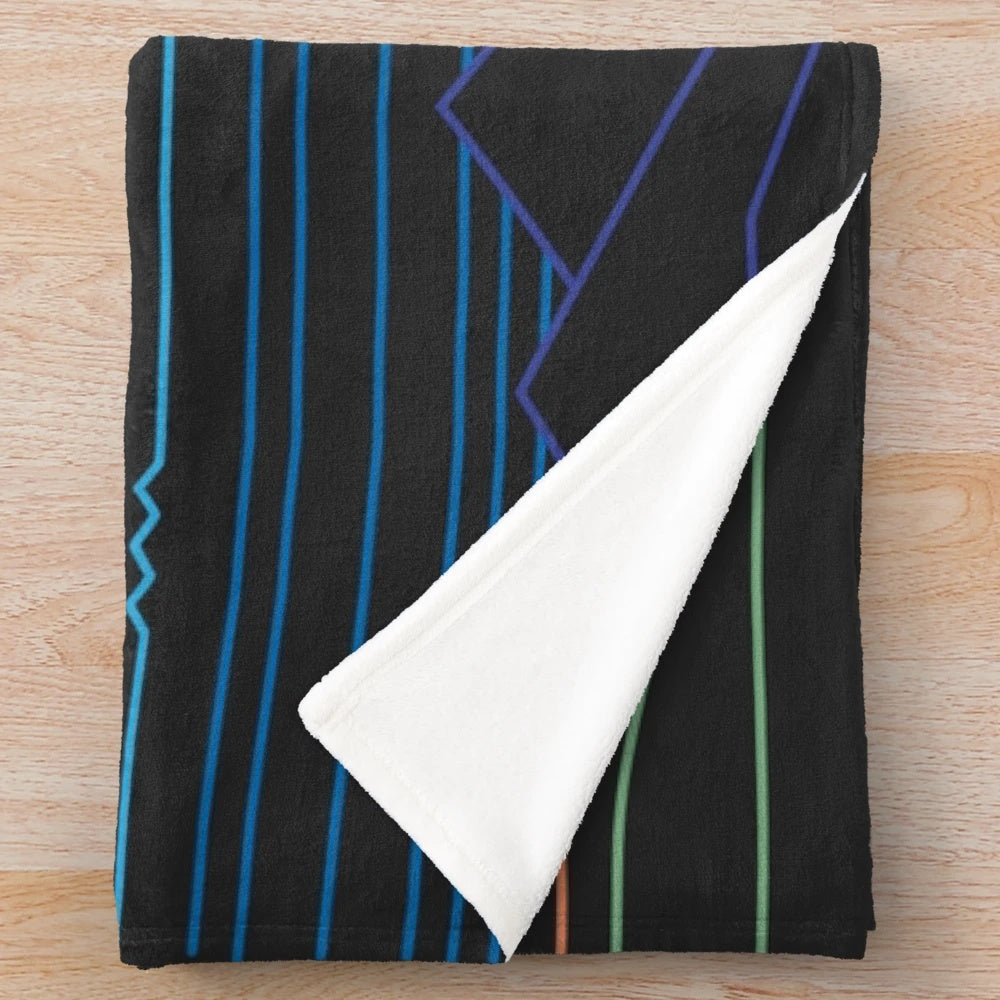 Minimalist landscape plush blanket with geometric patterns and nature-inspired design