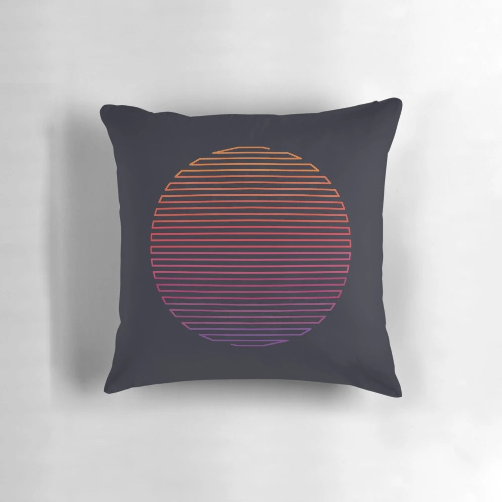 Minimalist linear light pillow with vibrant gradient design