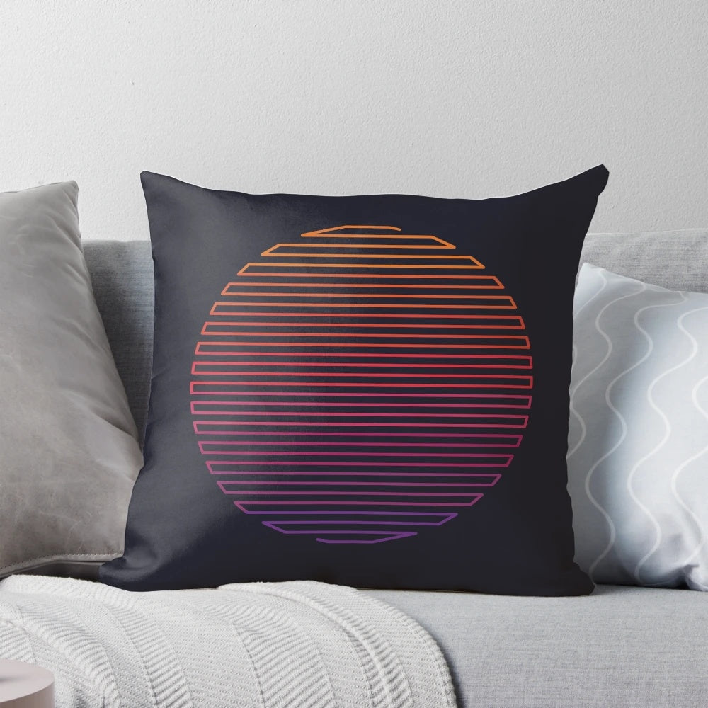Minimalist linear light pillow with vibrant gradient design
