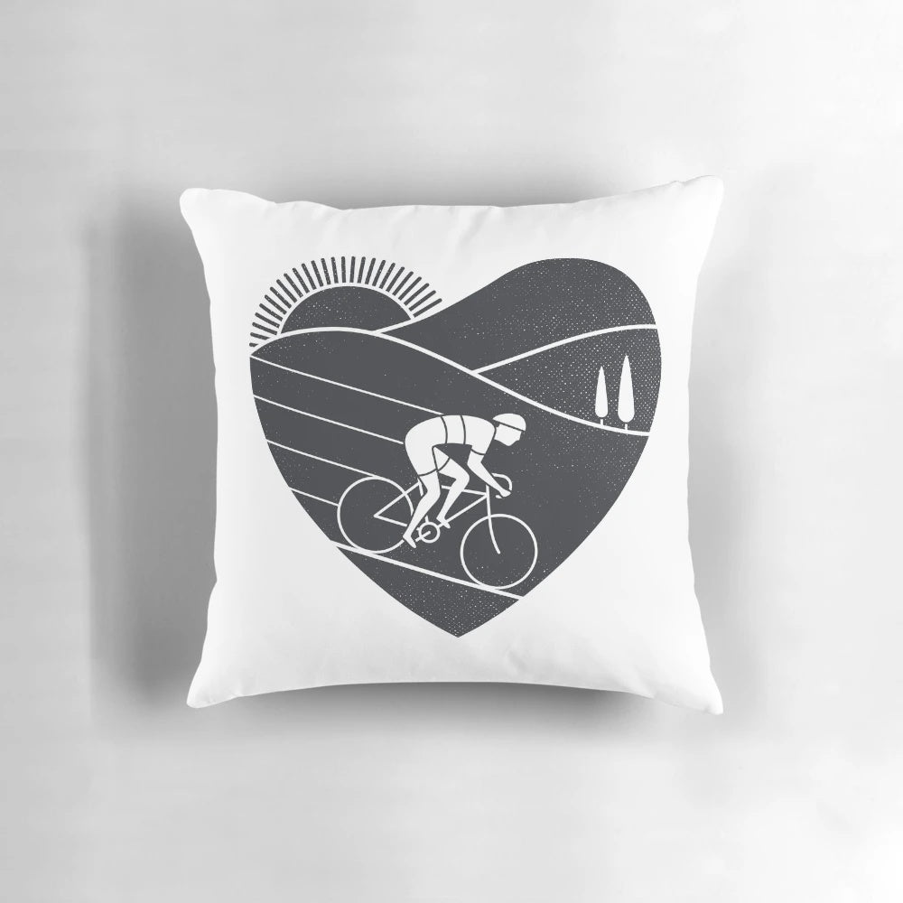 Minimalist design cycling pillow with bicycle graphic