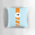 Minimalist McLaren F1 pastel blue pillow with a sleek, modern design featuring motorsports icons.