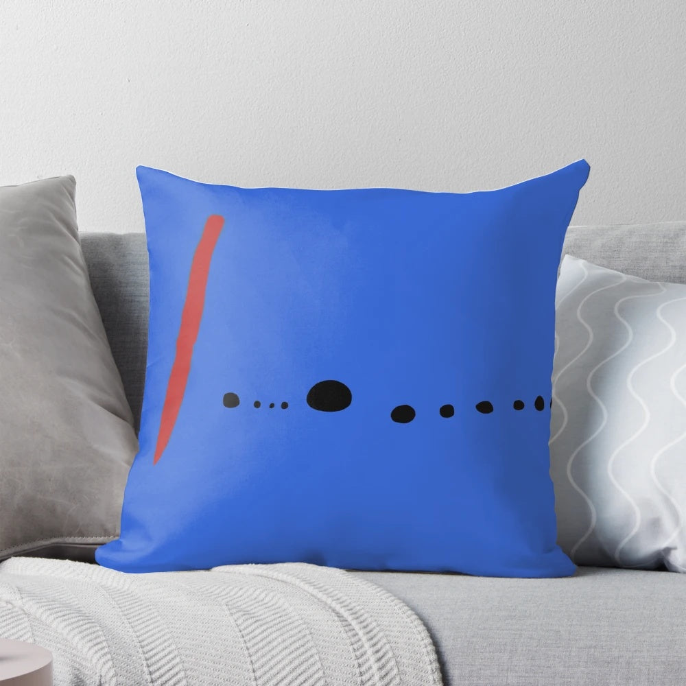 Bleu II - Joan Miró inspired minimalist abstract geometric pillow
