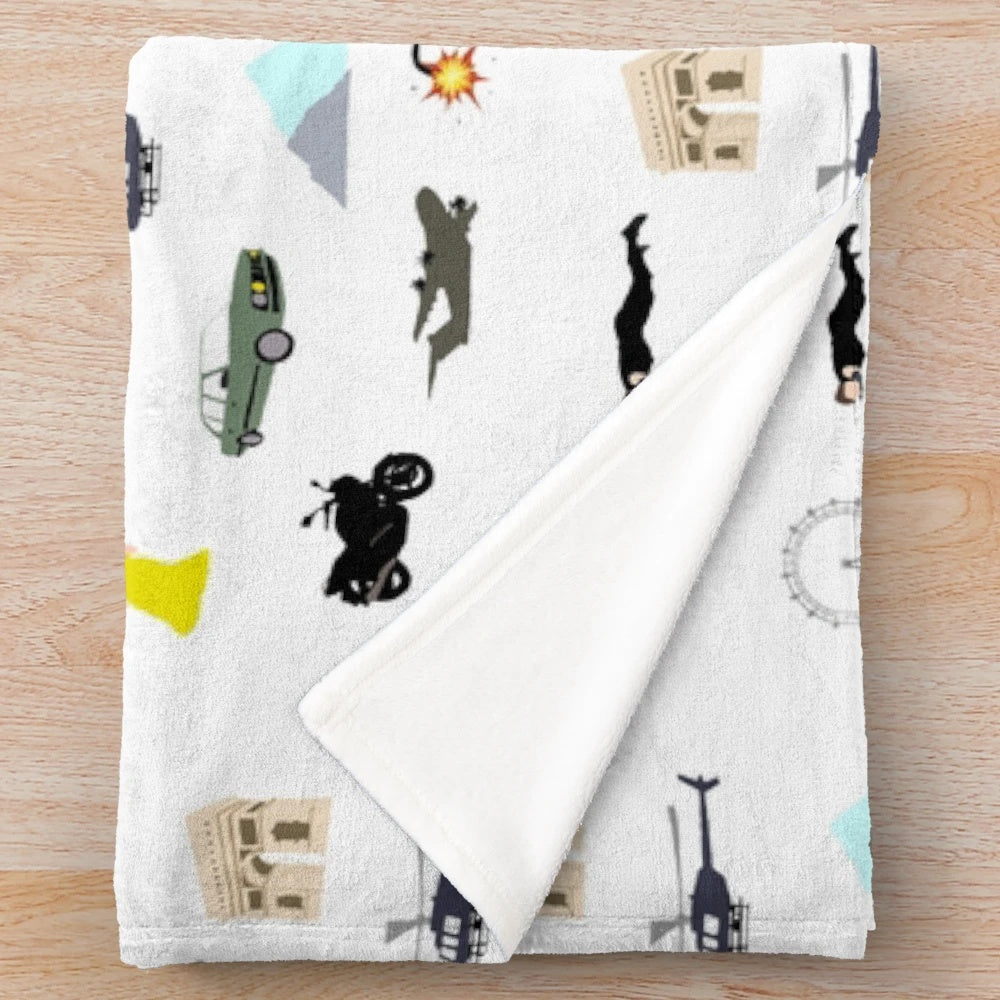 Minimalist Mission: Impossible themed plush blanket