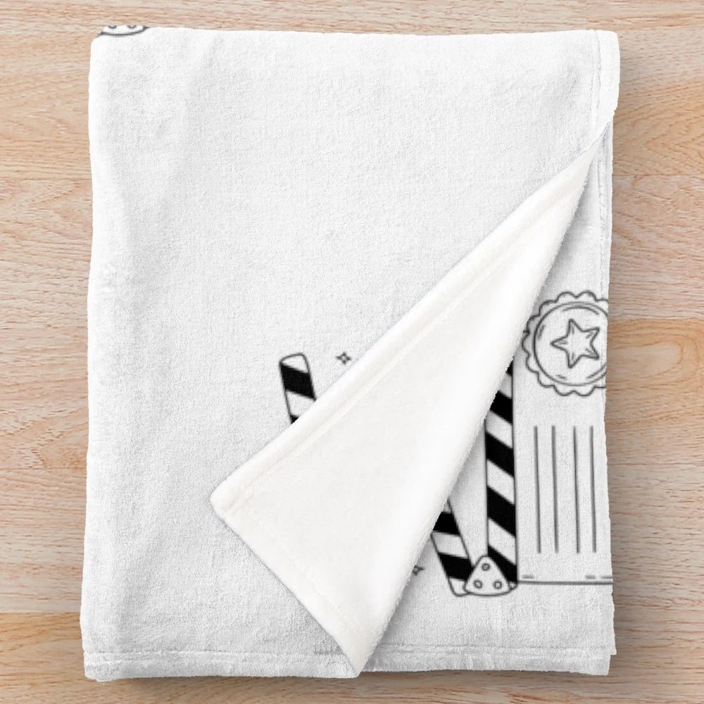 Minimalist movie clapper board design plush blanket for cozy home decor