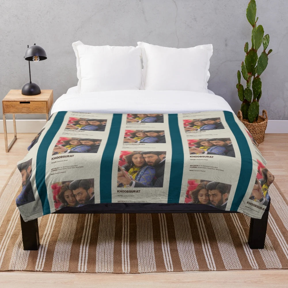 Minimalist movie-inspired plush blanket featuring a tribute to Bollywood actor Sushant Singh Rajput