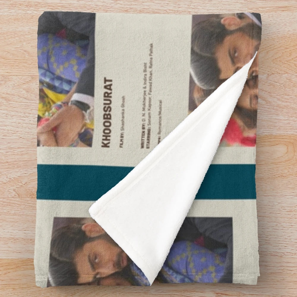 Minimalist movie-inspired plush blanket featuring a tribute to Bollywood actor Sushant Singh Rajput