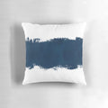 Minimalist navy blue and white abstract painted stripe pillow