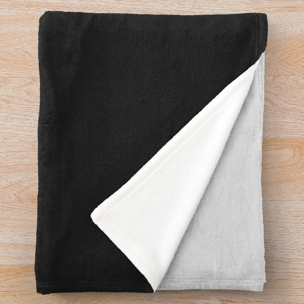 Cozy black and white plush blanket with minimalist NF the Search design