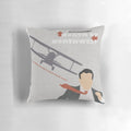 Minimalist throw pillow featuring the iconic North by Northwest movie poster design