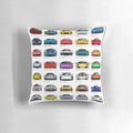 Minimalist pillow with sleek sports car illustration