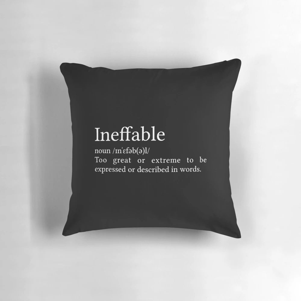 A black and white minimalist pillow featuring an inspirational typography definition