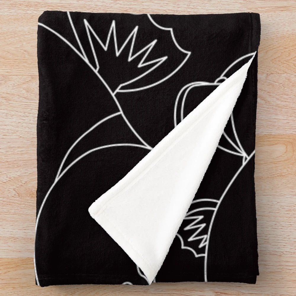 Minimalist platypus plush blanket in black and white line drawing design