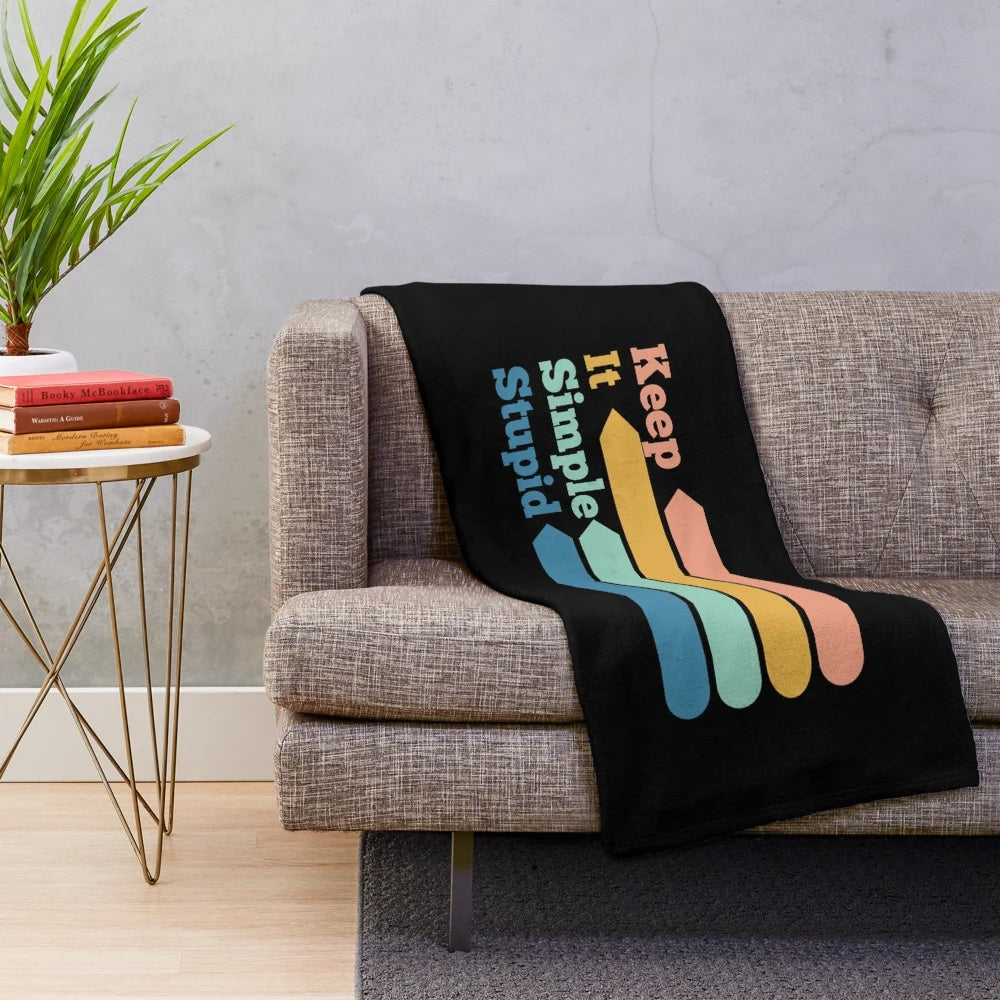 Minimalist plush blanket with "Keep It Simple Stupid" design for programmers and software engineers