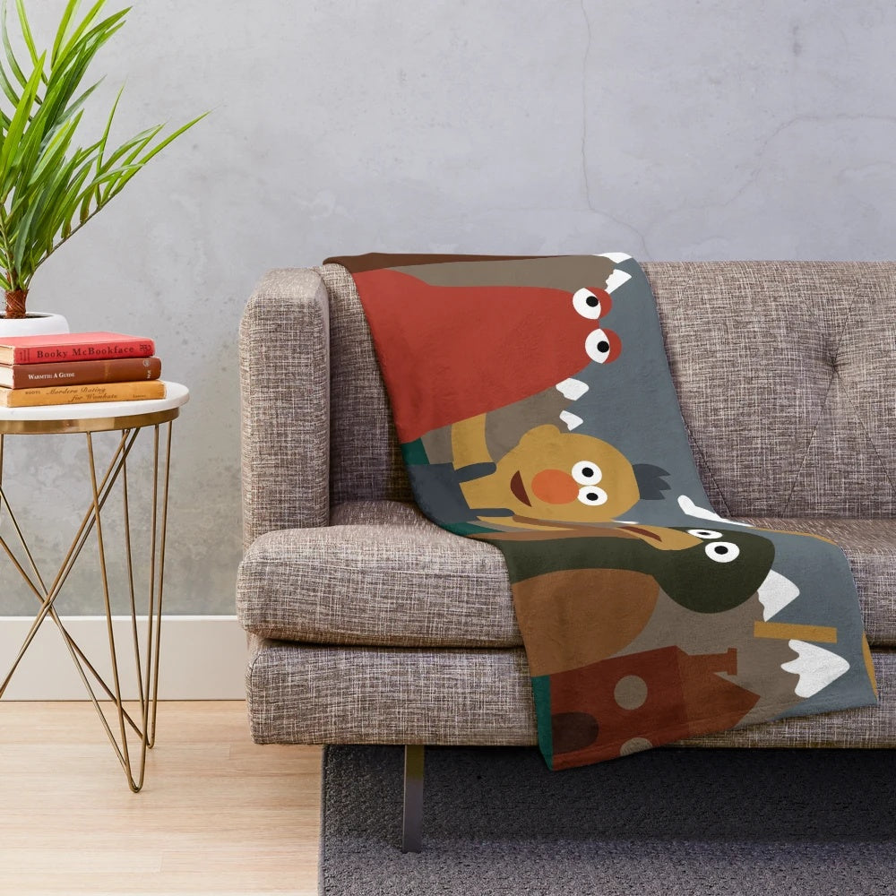 Minimalist plush blanket featuring characters from the horror animation series Don't Hug Me I'm Scared
