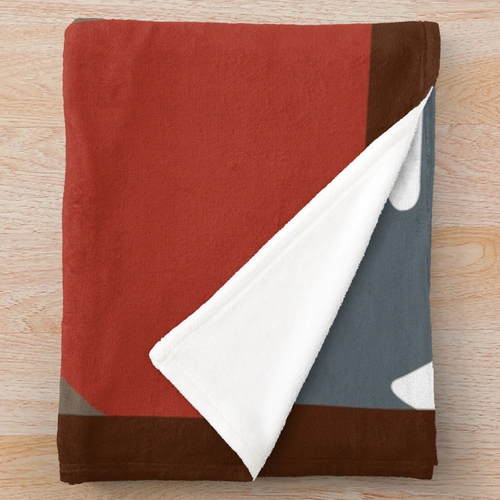 Minimalist plush blanket featuring characters from the horror animation series Don't Hug Me I'm Scared