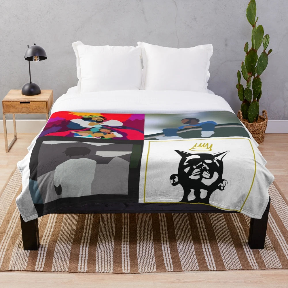 Minimalist plush blanket featuring J. Cole album artwork
