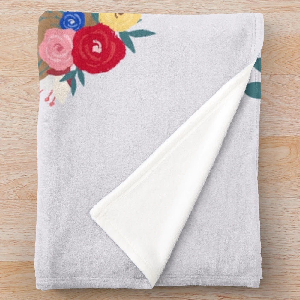 Minimalist plush blanket with a floral and leaf design, inspired by the A24 horror film Midsommar