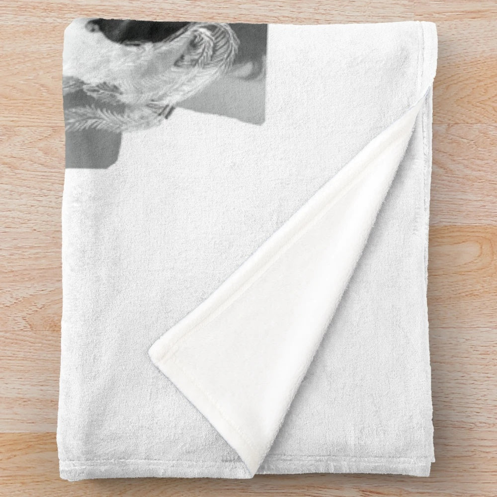 Minimalist plush blanket in white and black colors