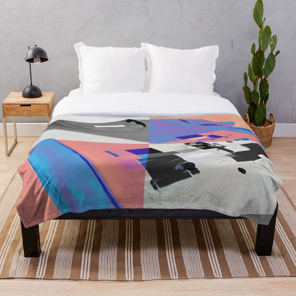 Minimalist plush blanket with abstract art inspired design