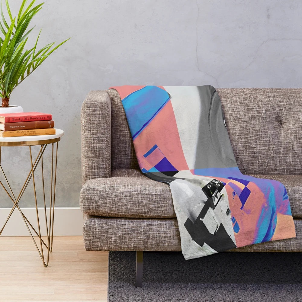 Minimalist plush blanket with abstract art inspired design