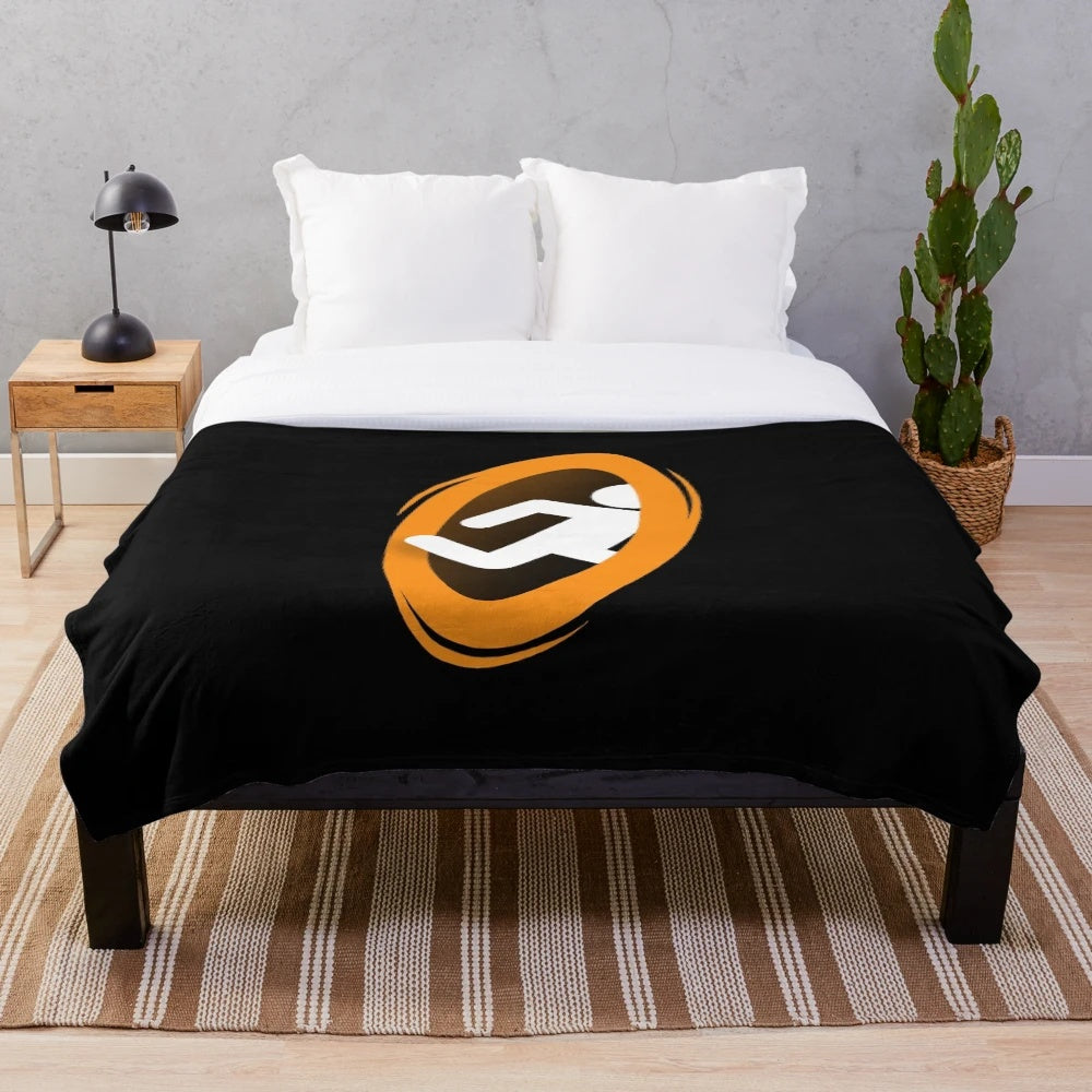 Portal 2 inspired minimalist orange teleportation plush blanket