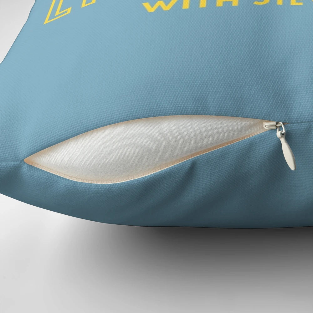 Minimalist poster pillow featuring a design inspired by the Wes Anderson film "The Life Aquatic with Steve Zissou" and starring Bill Murray as Steve Zissou.