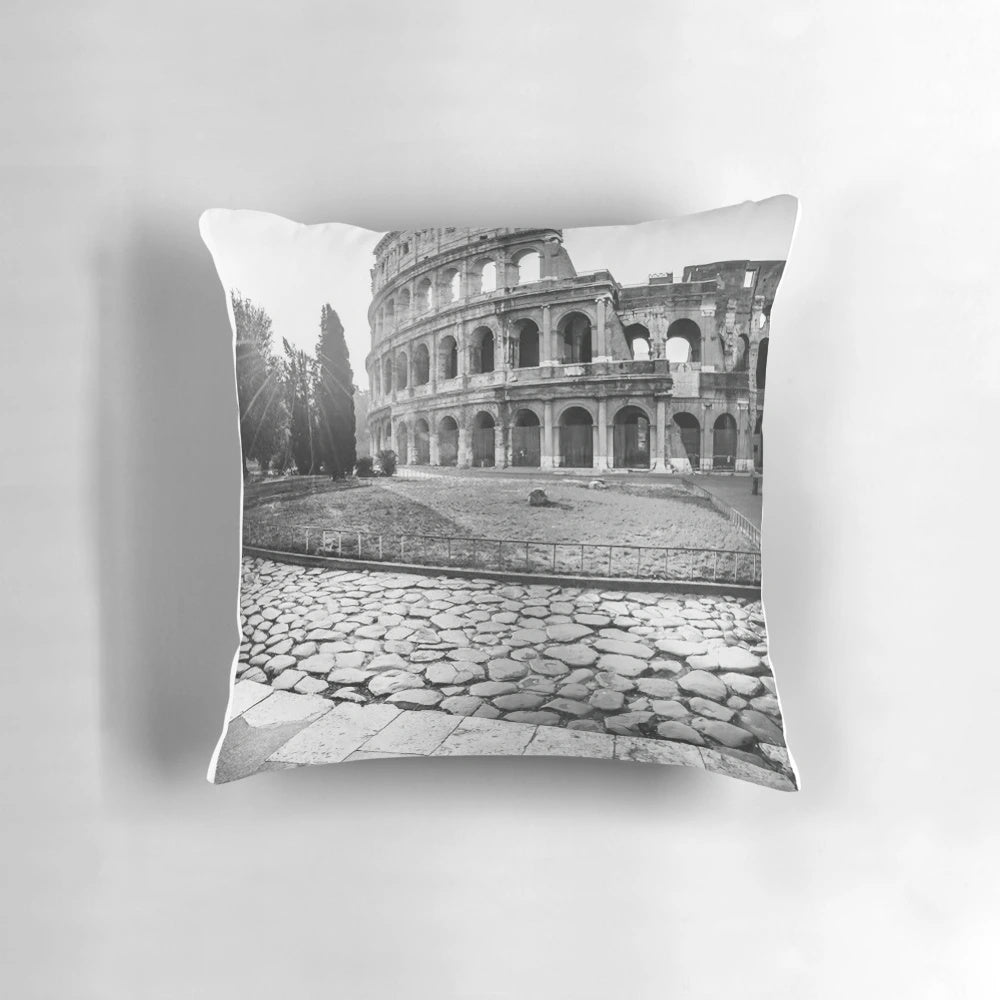 Minimalist Rome Italy Travel Pillow with Iconic Colosseum Landmark Design