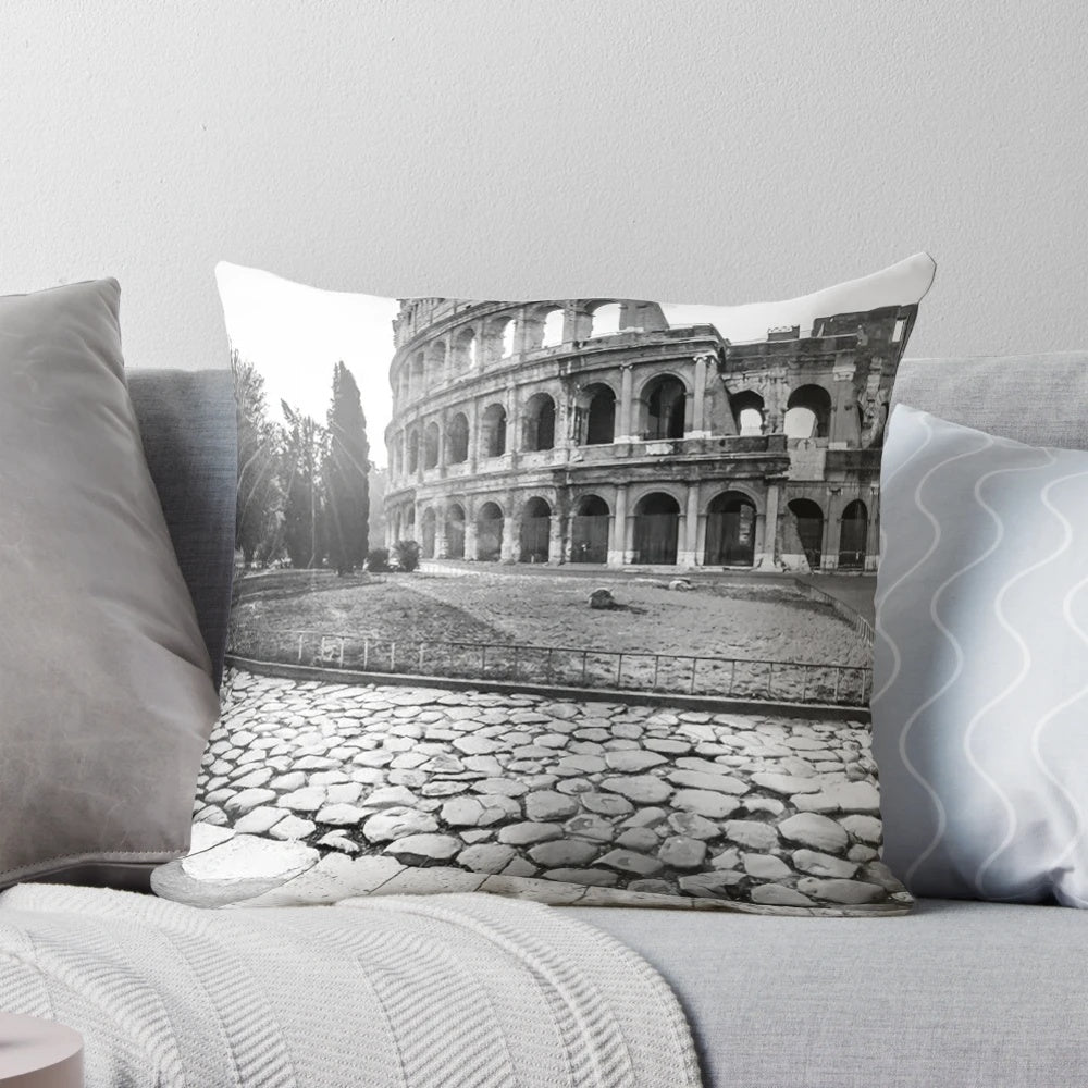 Minimalist Rome Italy Travel Pillow with Iconic Colosseum Landmark Design