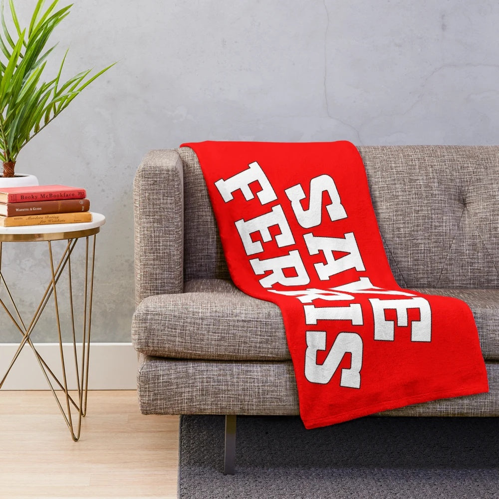 Minimalist Save Ferris movie quote plush blanket