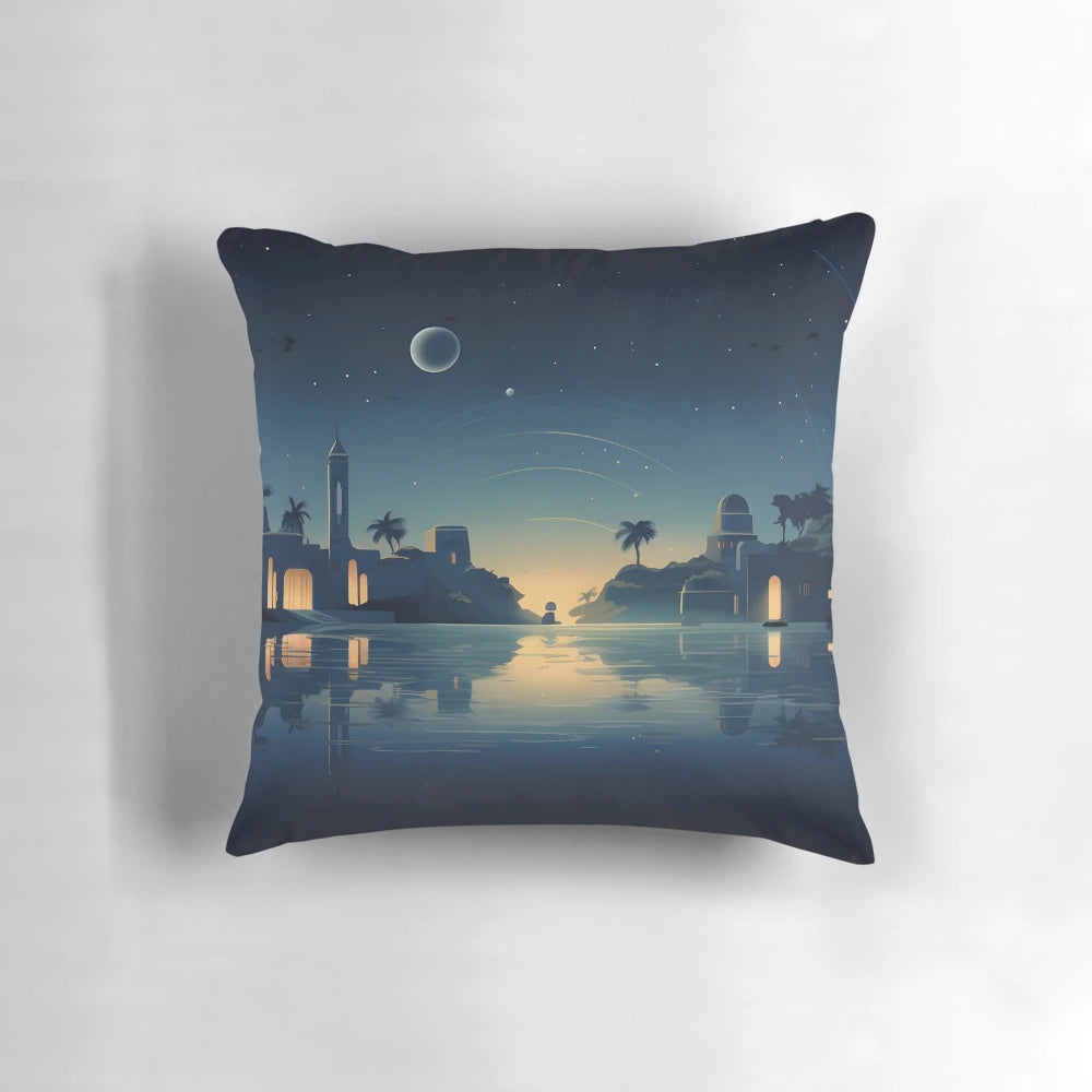 Simplistic yet elegant Star Wars-inspired Naboo landscape minimalist pillow