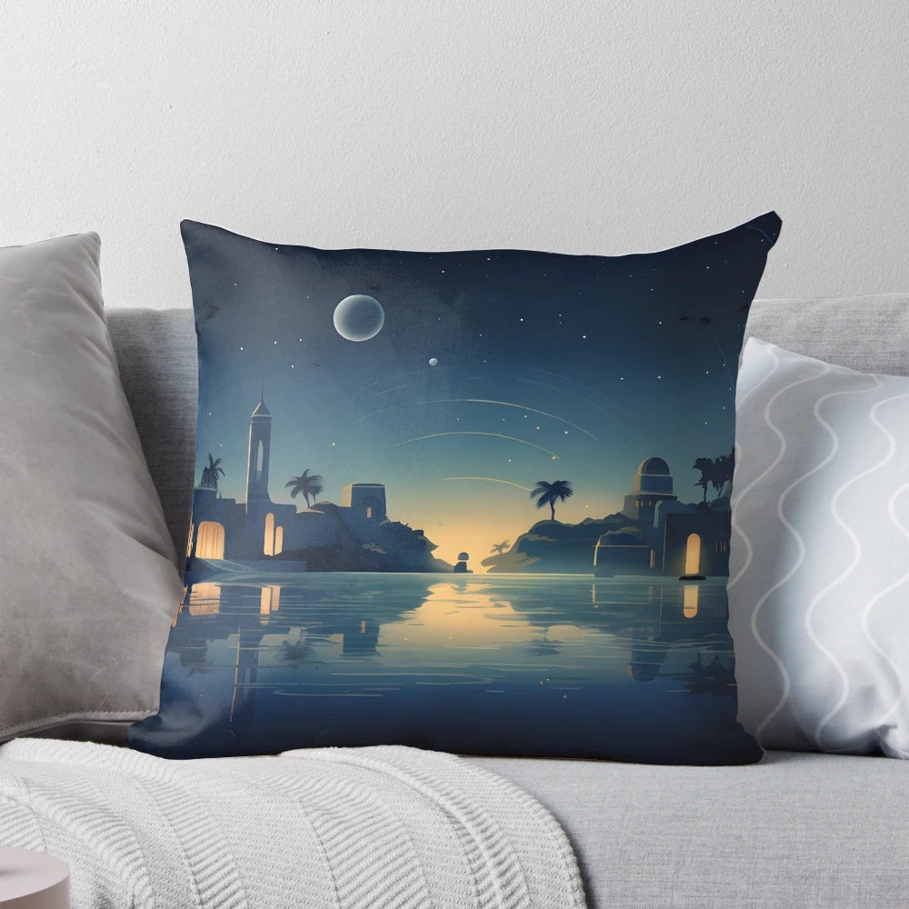 Simplistic yet elegant Star Wars-inspired Naboo landscape minimalist pillow